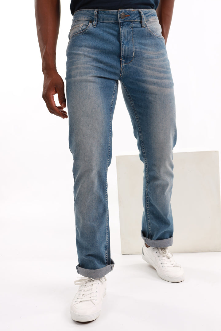 Men's Light Wash Slim Straight Denim Jean