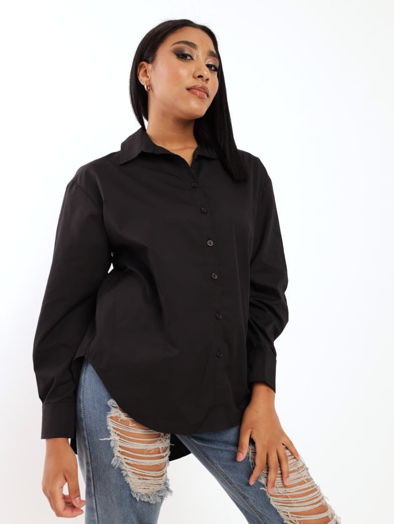 Ladies Oversized Shirt - Black
