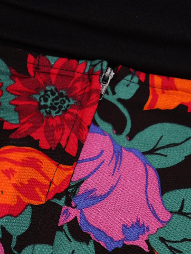 Ladies Split Front Frill Maxi Skirt - Floral