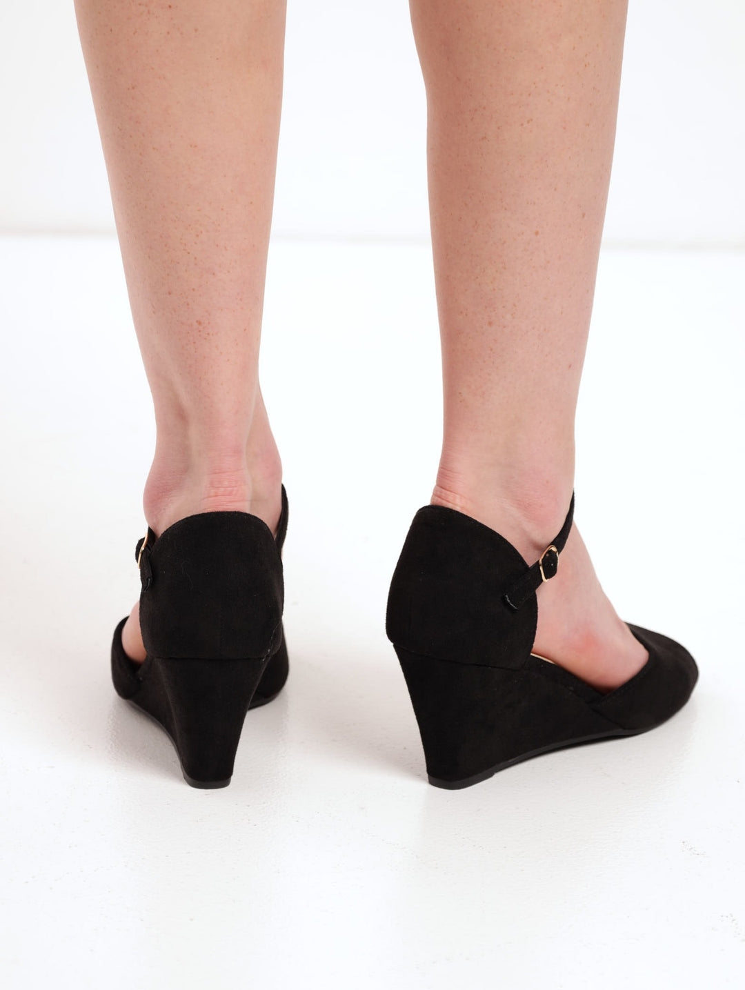 Ladies Peeptoe Wedge Court Heel - Black