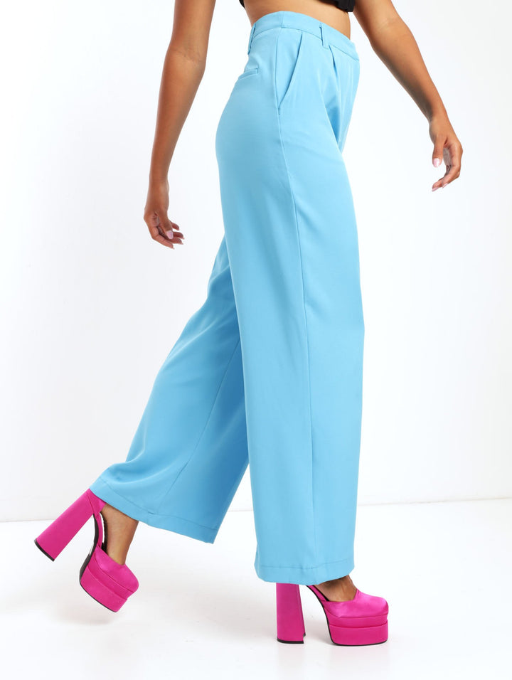 Ladies Suit Wideleg Pant - Blue