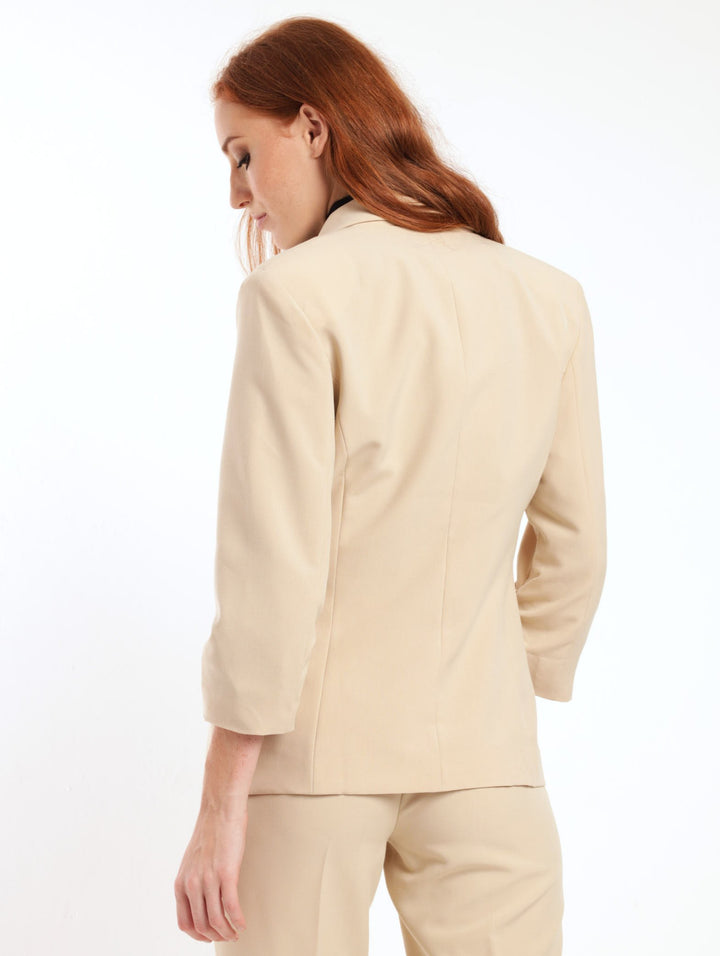 Ladies PV Ruched Sleeve Blazer - Stone