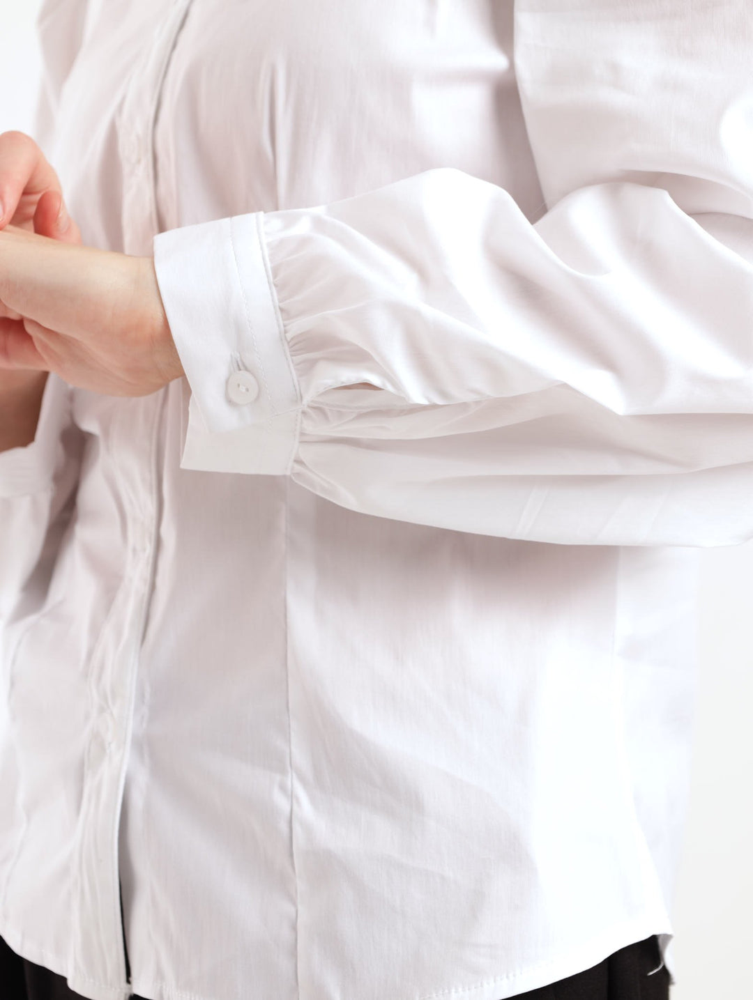 Ladies Puff Sleeve Work Shirt - White