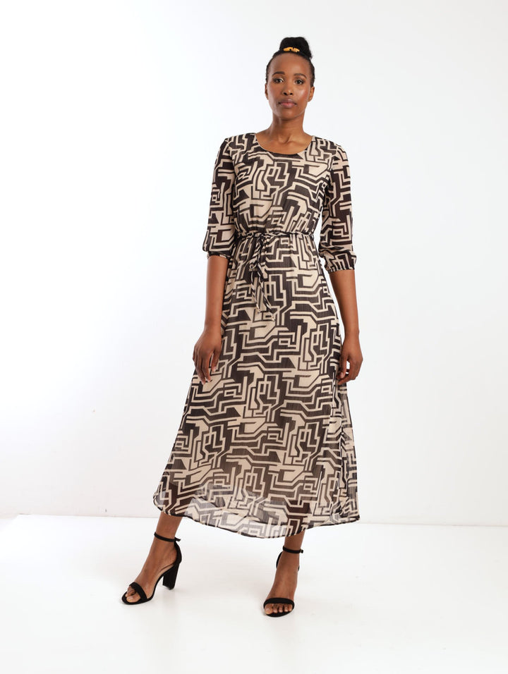 Ladies Printed Maxi Dress - White