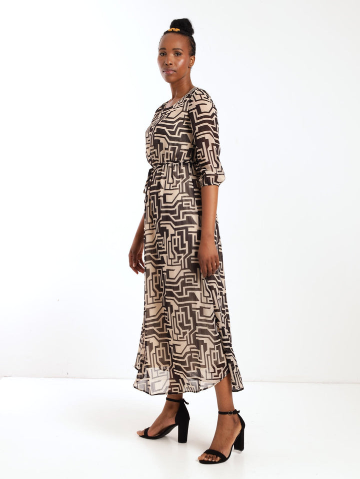 Ladies Printed Maxi Dress - White