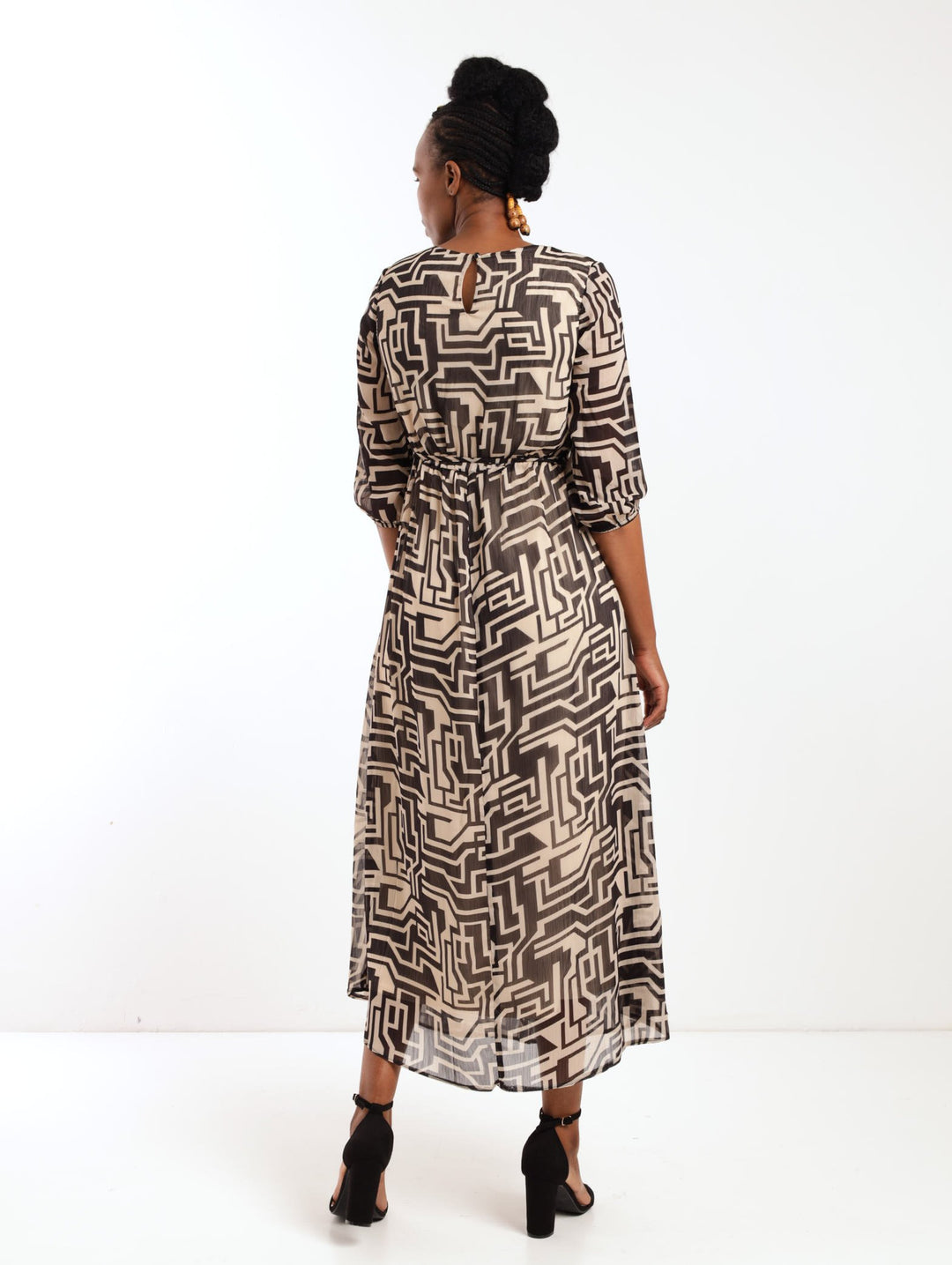 Ladies Printed Maxi Dress - White