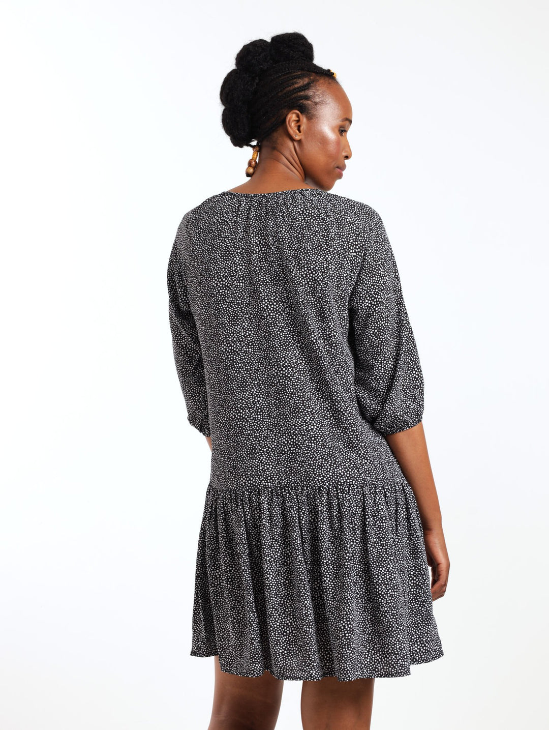 Ladies Drop Waist Tunic Top - Black