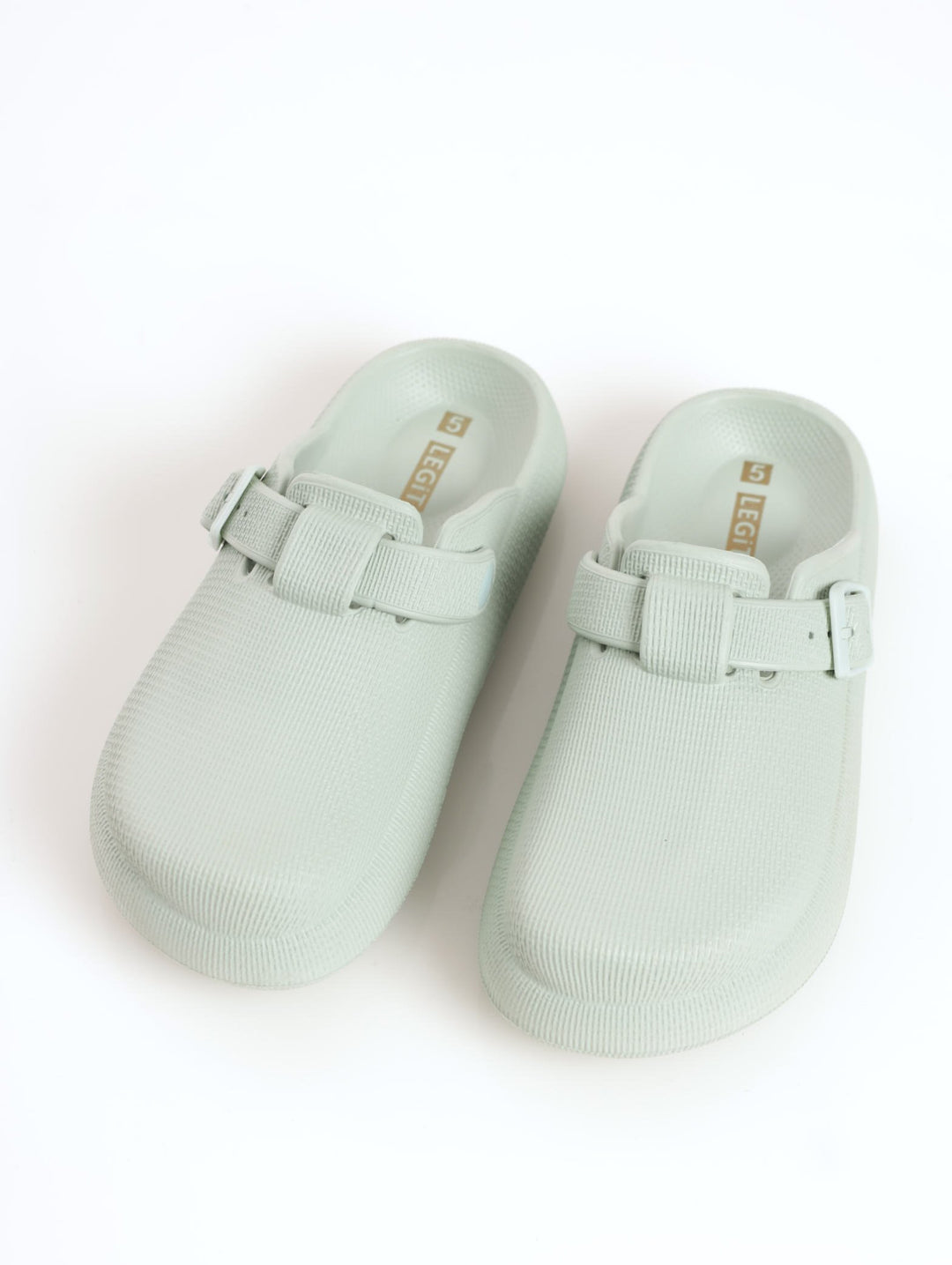 Ladies EVA Moulded Clog Shoe With Buckle - Sage