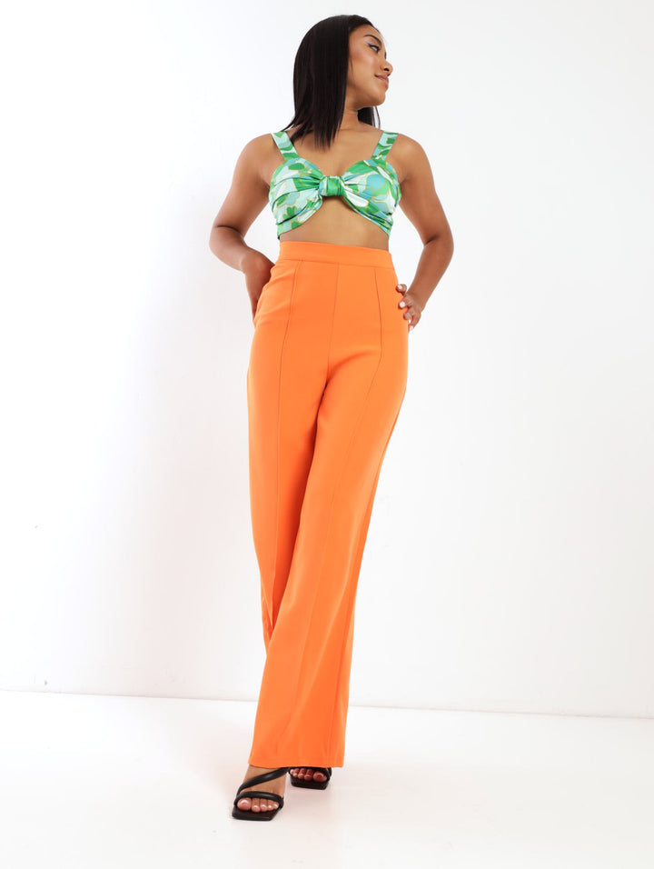 Ladies Seam Front Wideleg Pant - Orange
