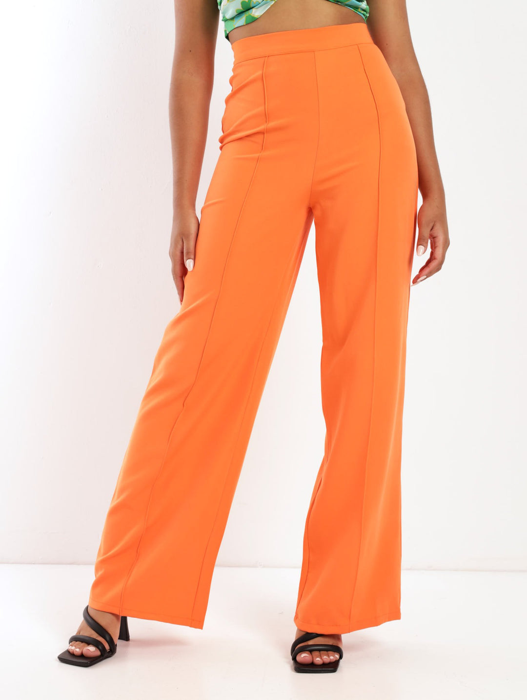 Ladies Seam Front Wideleg Pant - Orange
