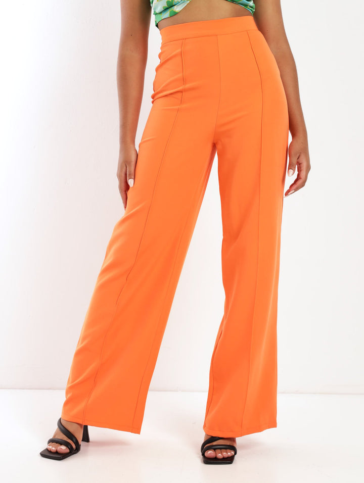 Ladies Seam Front Wideleg Pant - Orange