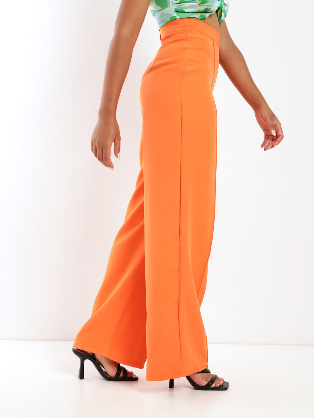 Ladies Seam Front Wideleg Pant - Orange