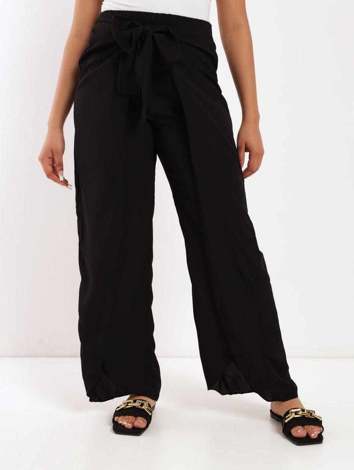 Ladies Front-Tie Pant - Black