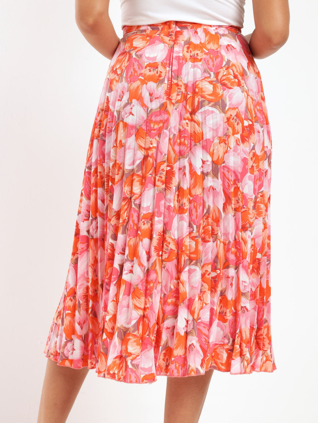 Ladies Pleated Floral Midi Skirt