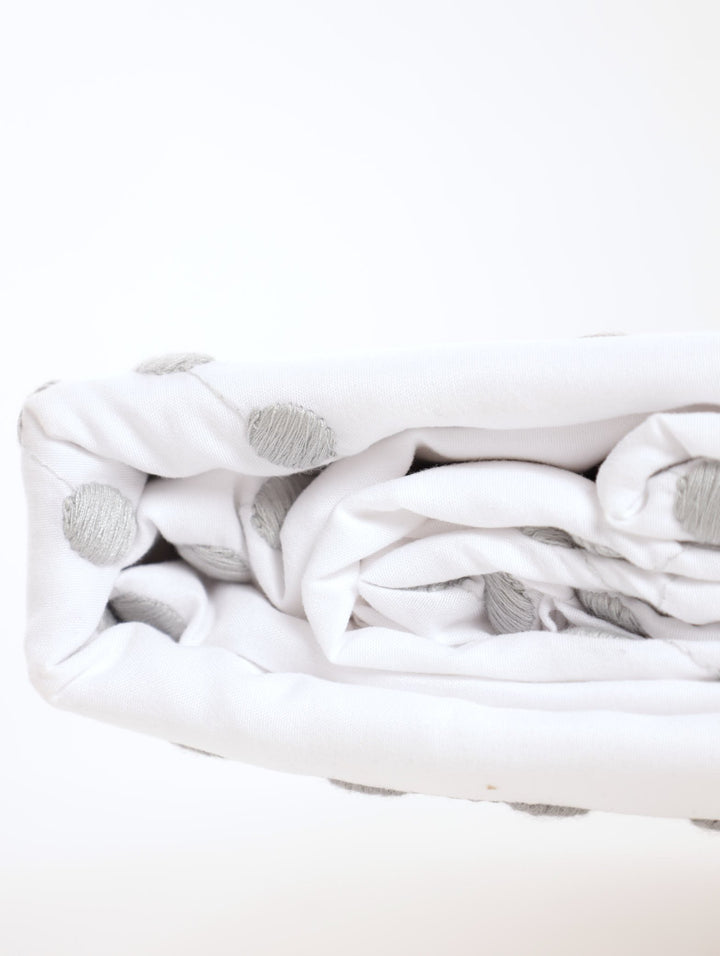 Scalloped Embroidery Duvet Set - Grey