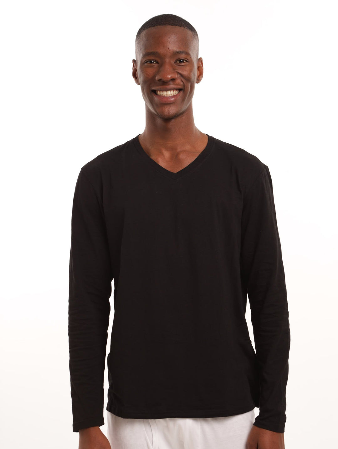 Men's 1 Pack Long Sleeve V-Neck Tee - Black
