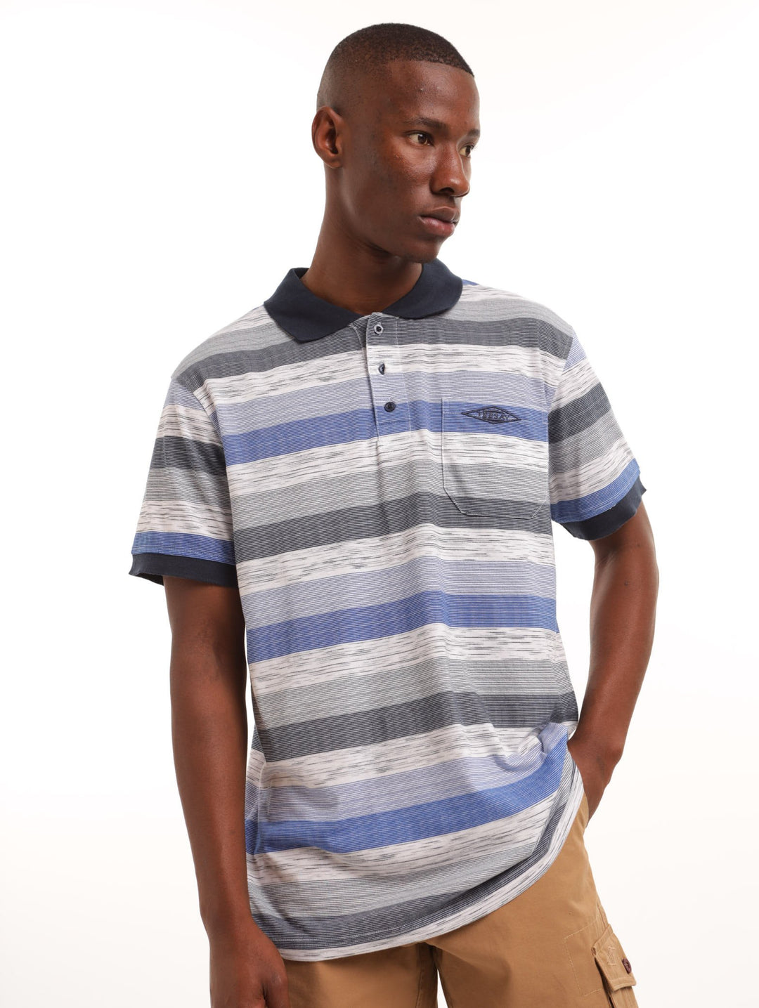 Men's Multi Stripe Golf Shirt - Blue