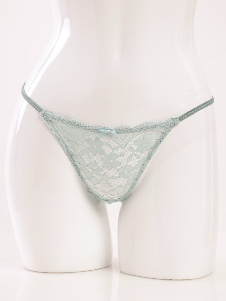 Ladies 2 Pack Tanga G-String Panty - Sage/Black