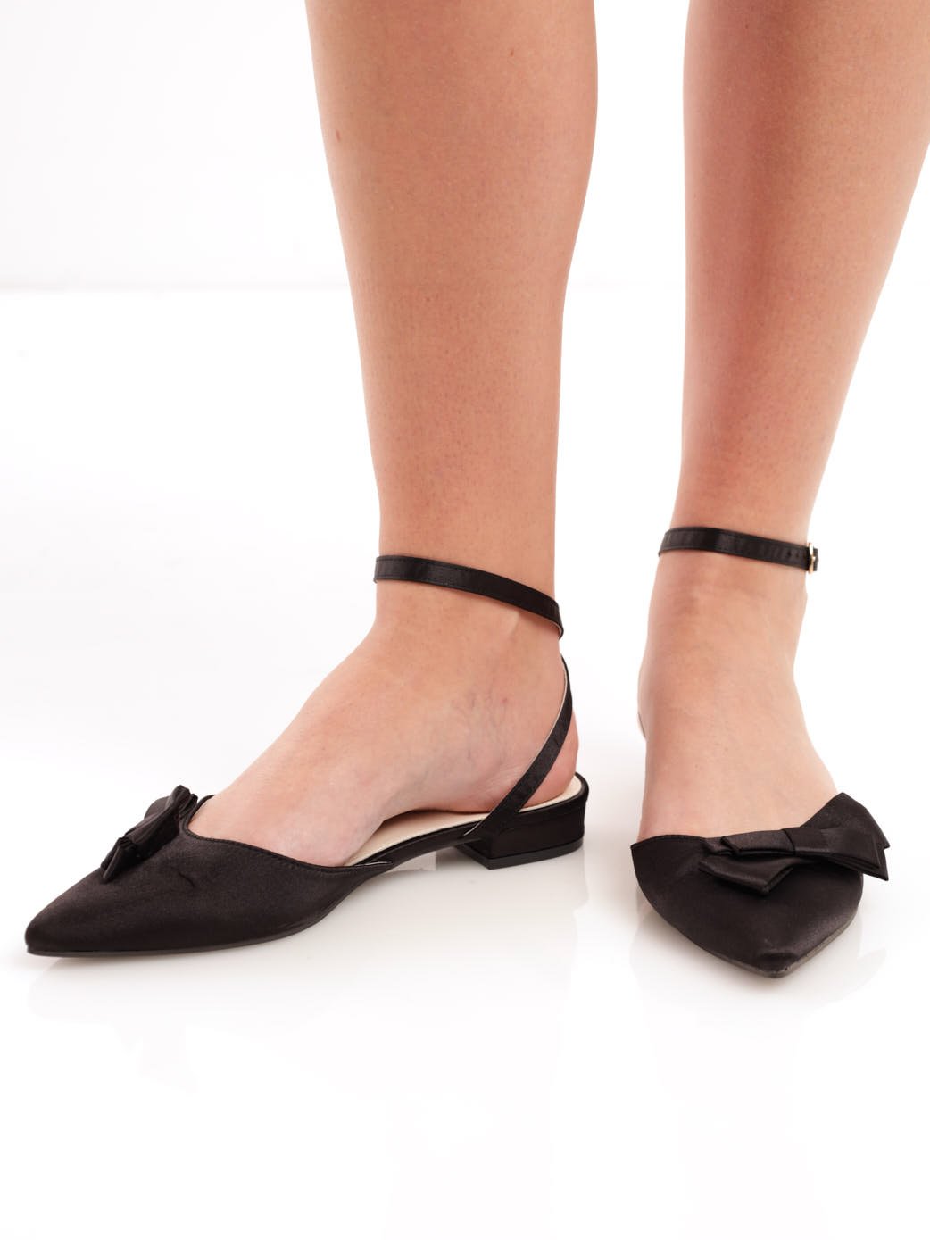 Ladies Double Bow Pump Shoe - Black