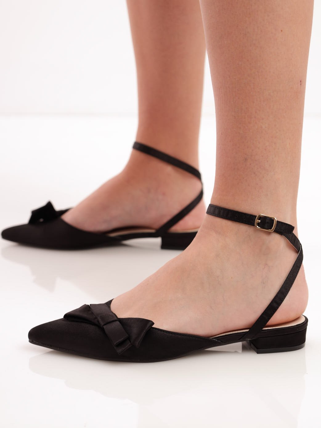 Ladies Double Bow Pump Shoe - Black