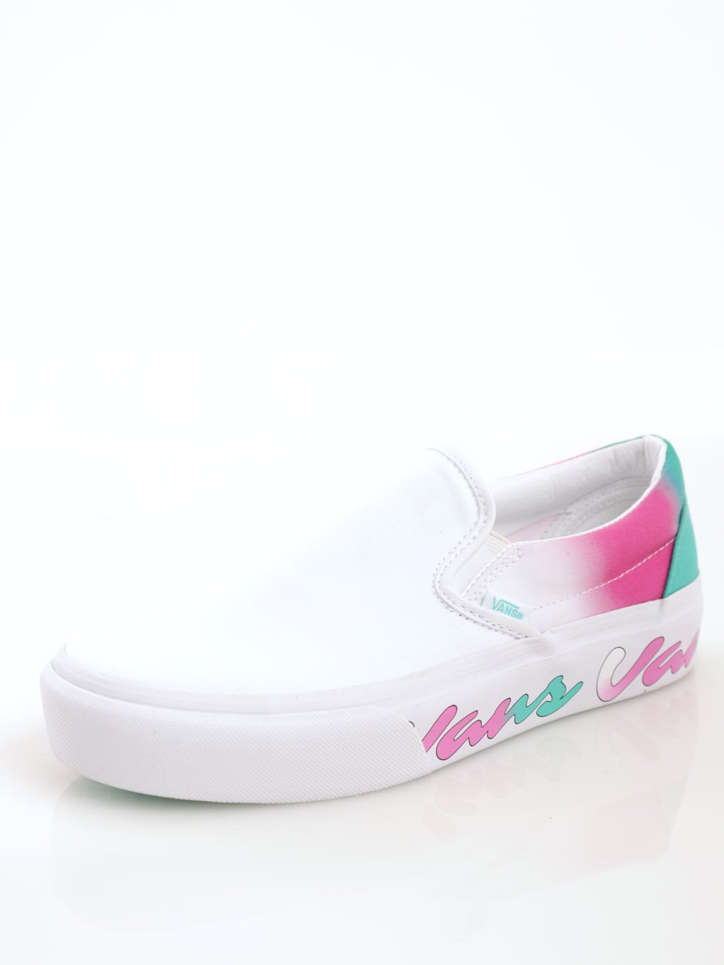 Ladies Classic Slip-On Platform Sneaker - White