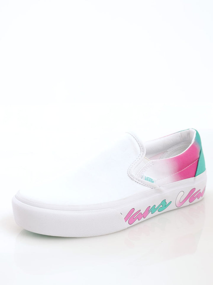 Ladies Classic Slip-On Platform Sneaker - White