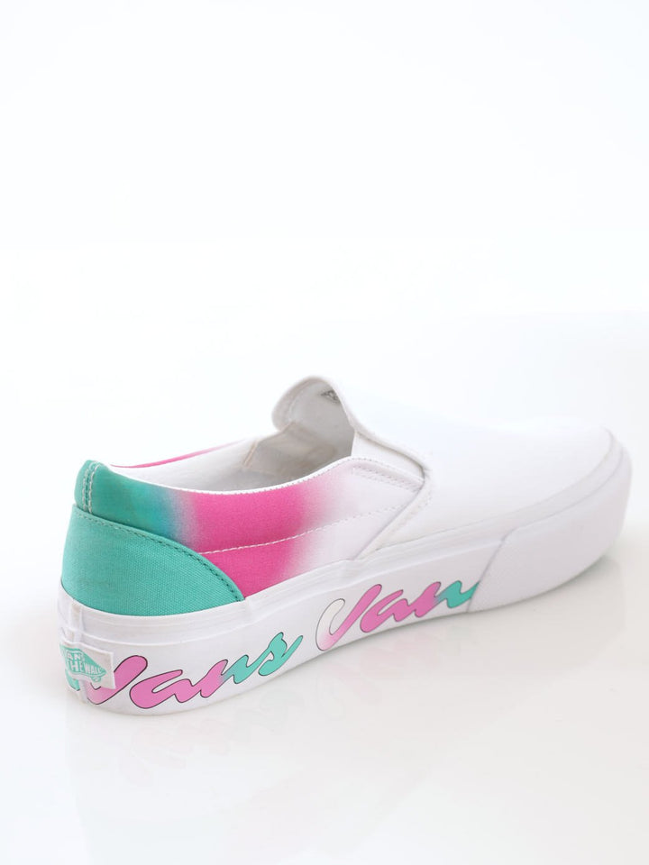 Ladies Classic Slip-On Platform Sneaker - White