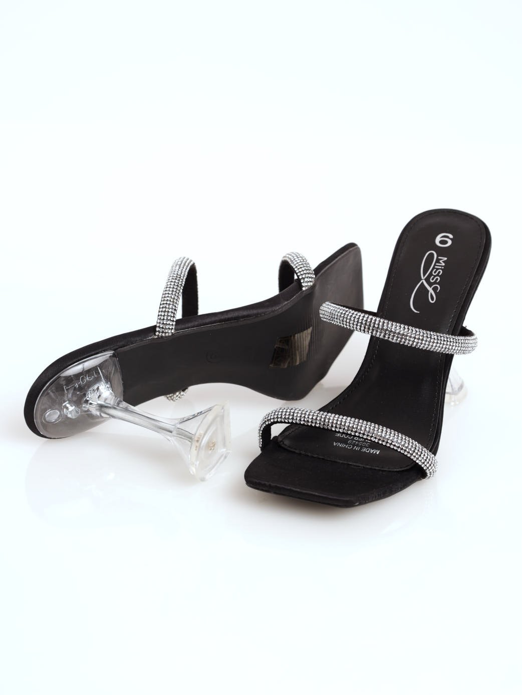 Ladies Shaped Stiletto Mule Heel - Clear