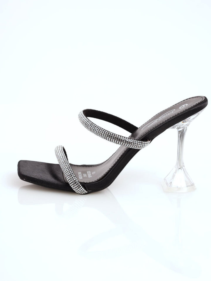 Ladies Shaped Stiletto Mule Heel - Clear