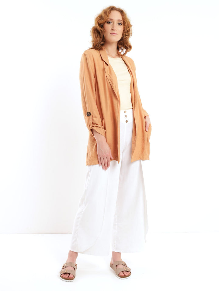 Ladies Long Sleeve Casual Blazer - Caramel