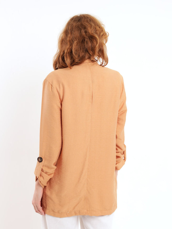Ladies Long Sleeve Casual Blazer - Caramel