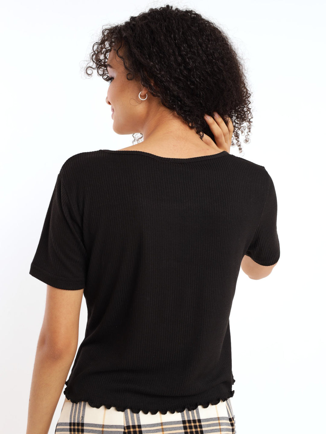 Ladies Ribbed Tee - Black