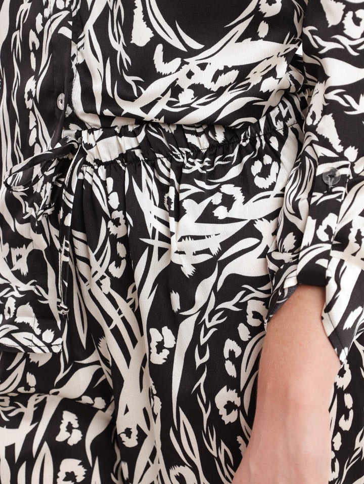 Ladies Satin Printed Shirt - Cream