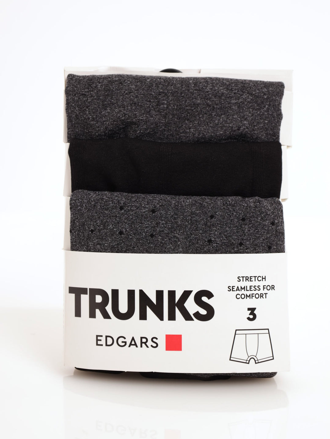 Mens 3 Pack Black Seamless Trunks