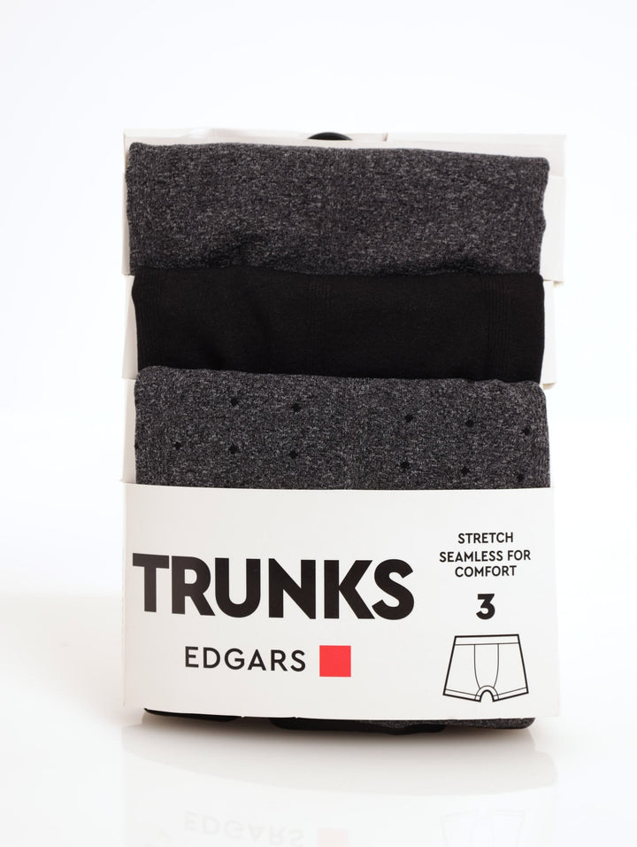 Mens 3 Pack Black Seamless Trunks