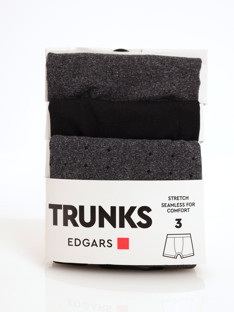Mens 3 Pack Black Seamless Trunks