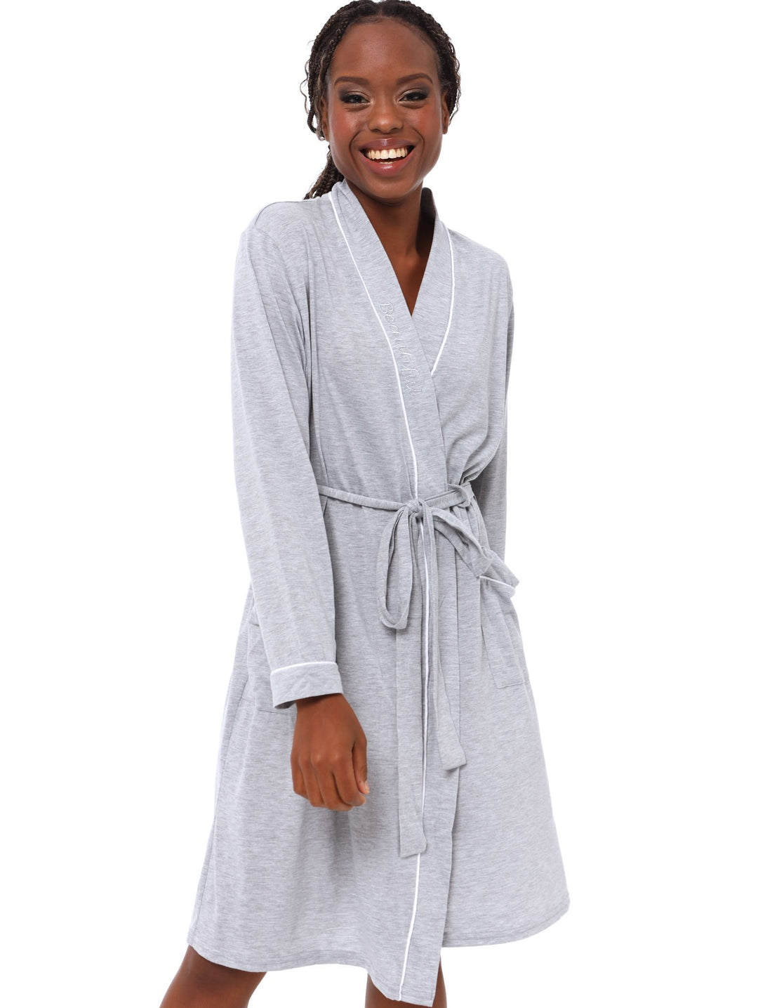 Ladies Dream Long Sleeve Gown - Grey