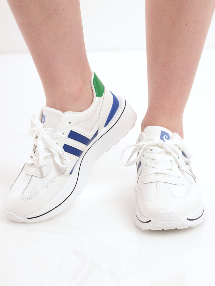 Ladies Chunky Sole Sneaker - White/Blue