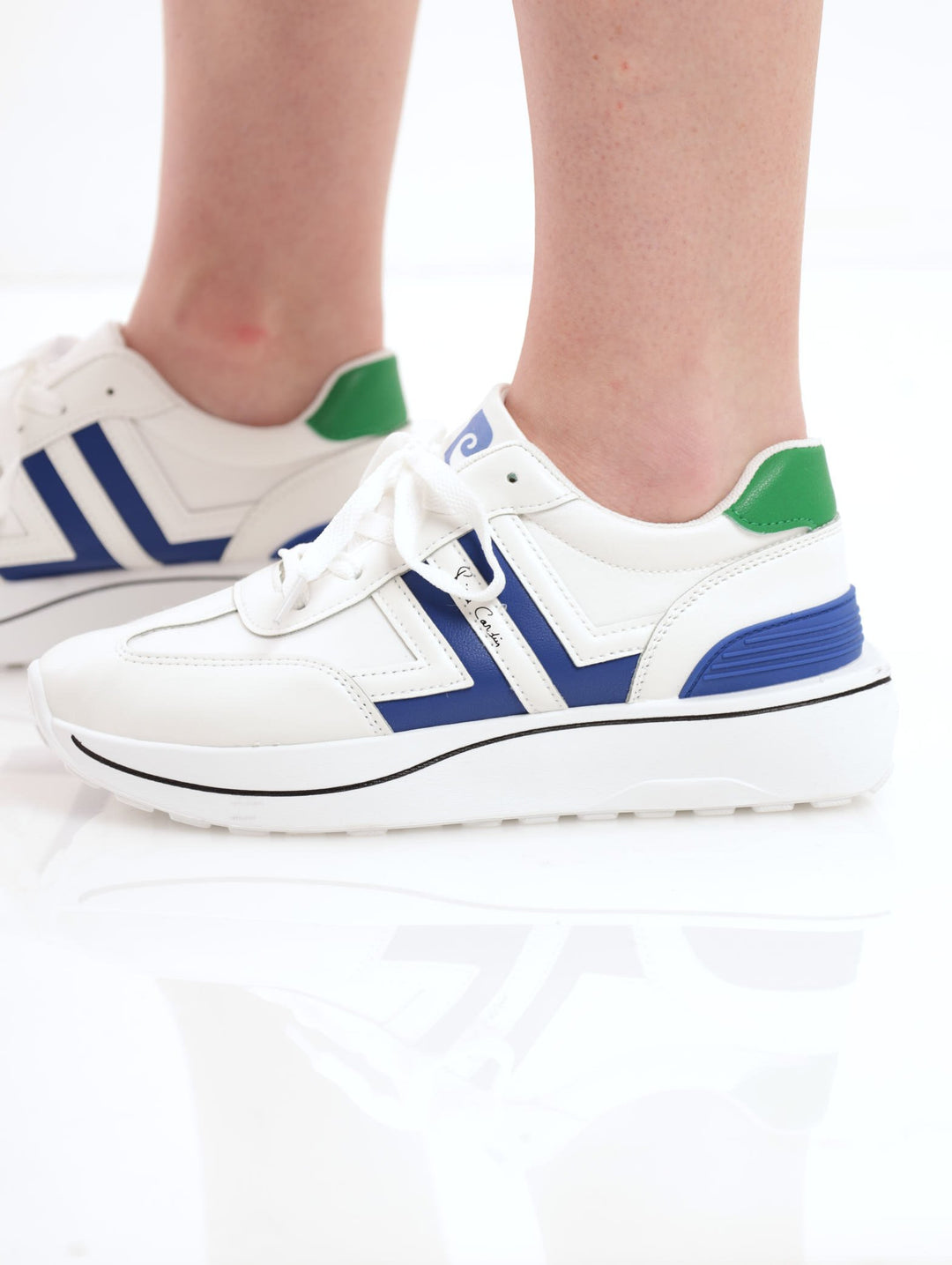 Ladies Chunky Sole Sneaker - White/Blue