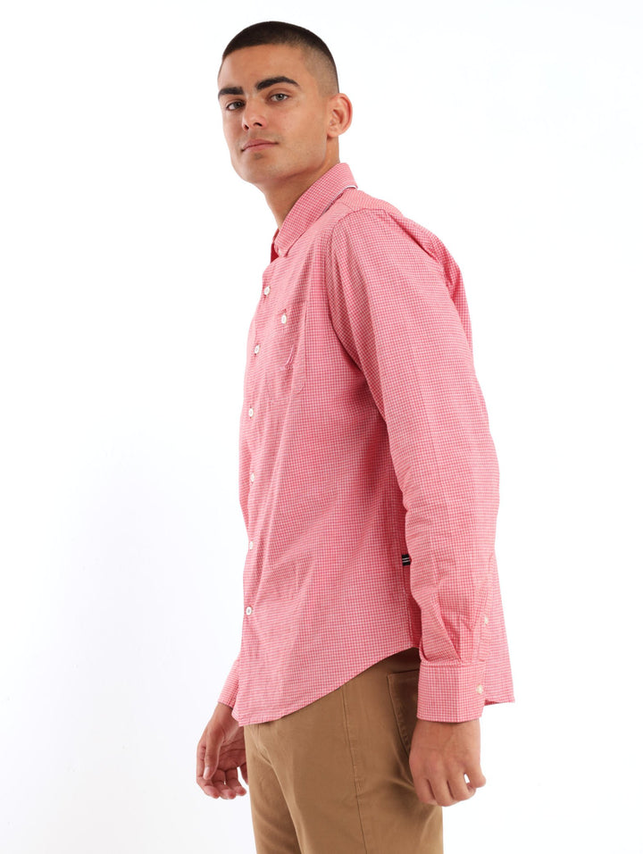 Men's Long Sleeve Nectarine Gingham Shirt - Pink