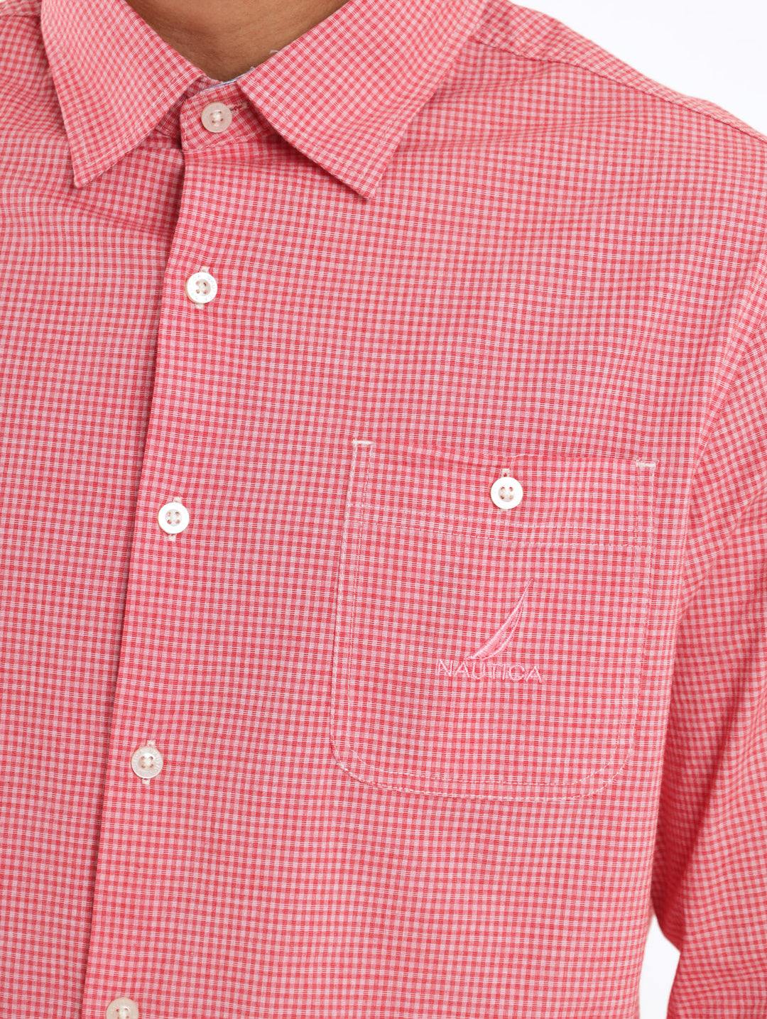 Men's Long Sleeve Nectarine Gingham Shirt - Pink