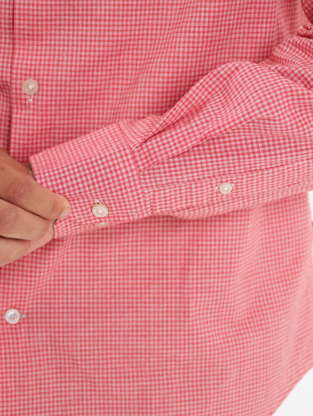 Men's Long Sleeve Nectarine Gingham Shirt - Pink