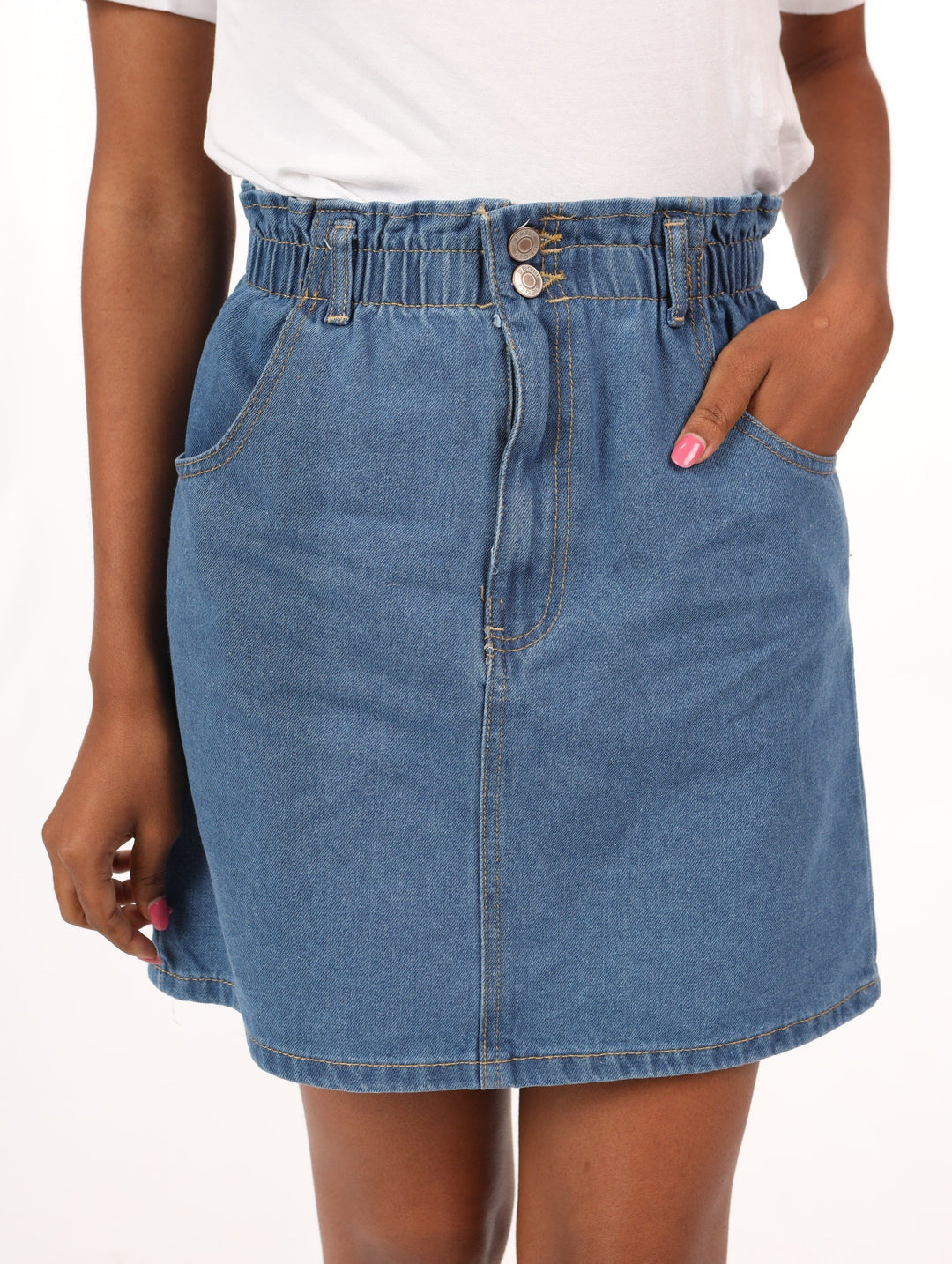 Mini Skirt Blue Paperbag Skirt Ladies PaperBag Denim Mini Skirt