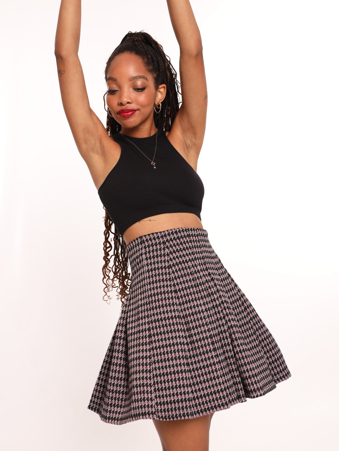 Ladies Pleated Check Mini Skirt