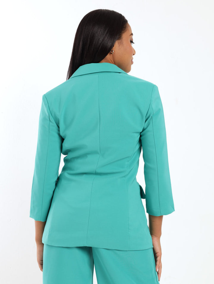 Ladies Curved Hem Blazer - Aqua