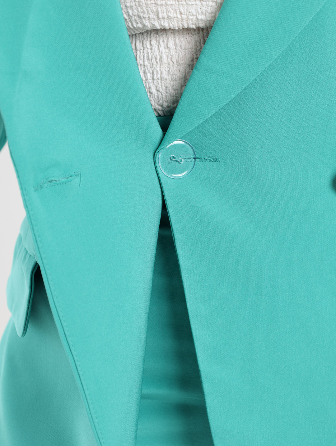 Ladies Curved Hem Blazer - Aqua