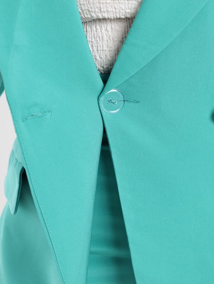Ladies Curved Hem Blazer - Aqua