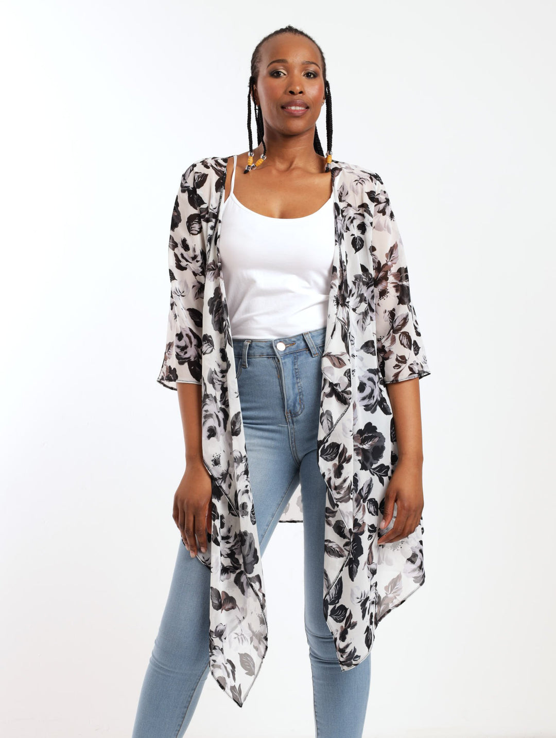 Ladies Chiffon Kimono - Black