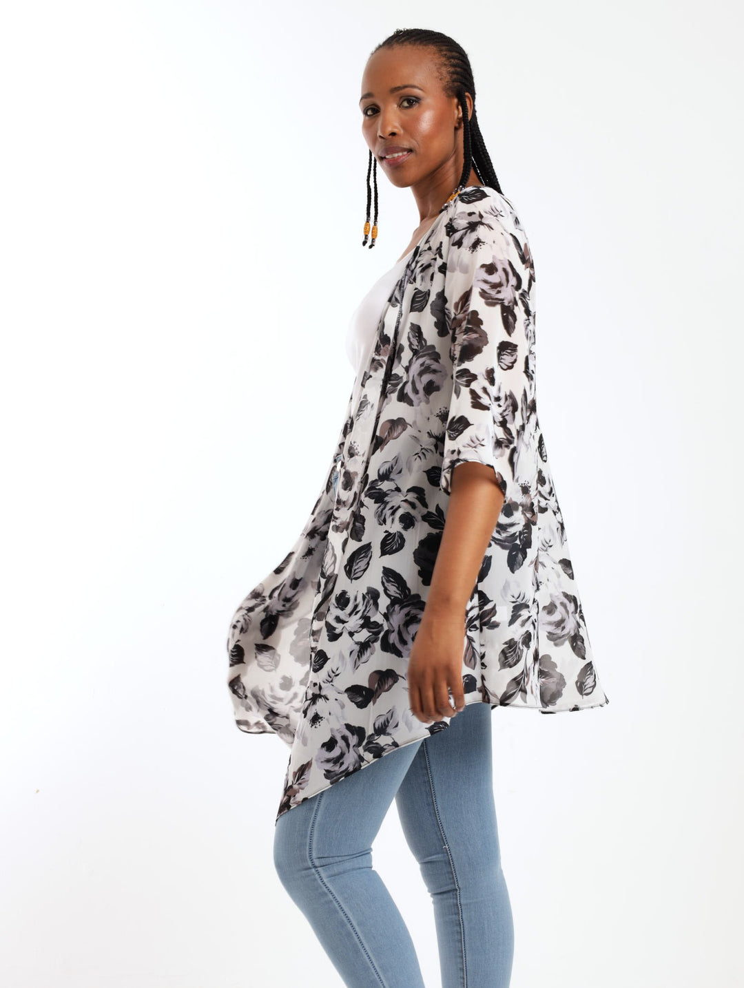 Ladies Chiffon Kimono - Black