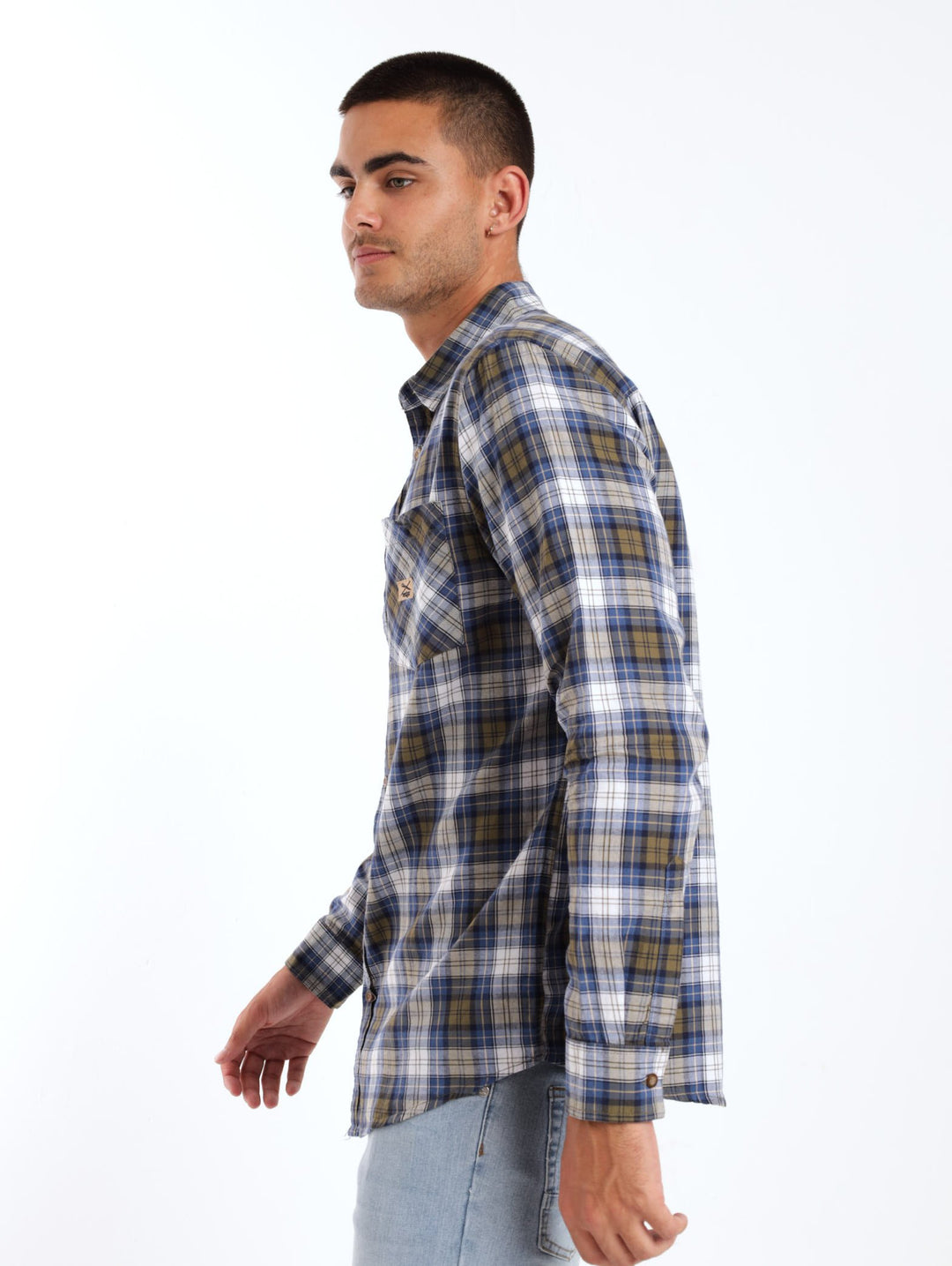 Men's Long Sleeve Flannel Enzyme Washes Shirt - Tan
